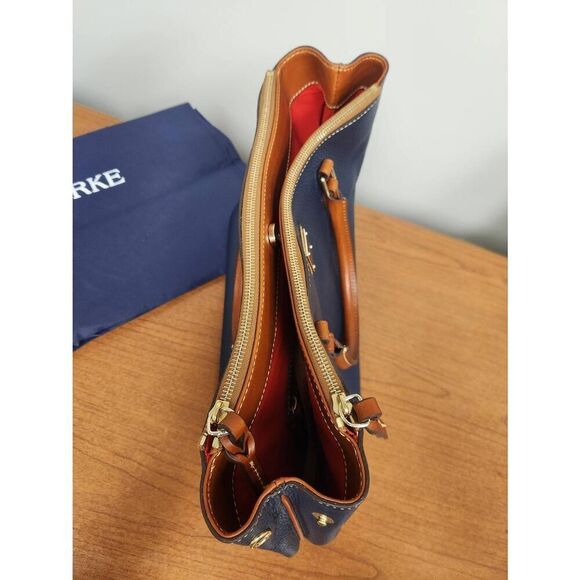 Dooney & Bourke Pebble Leather Willa Satchel Tote NAVY with crossbody strap and - Picture 10 of 10